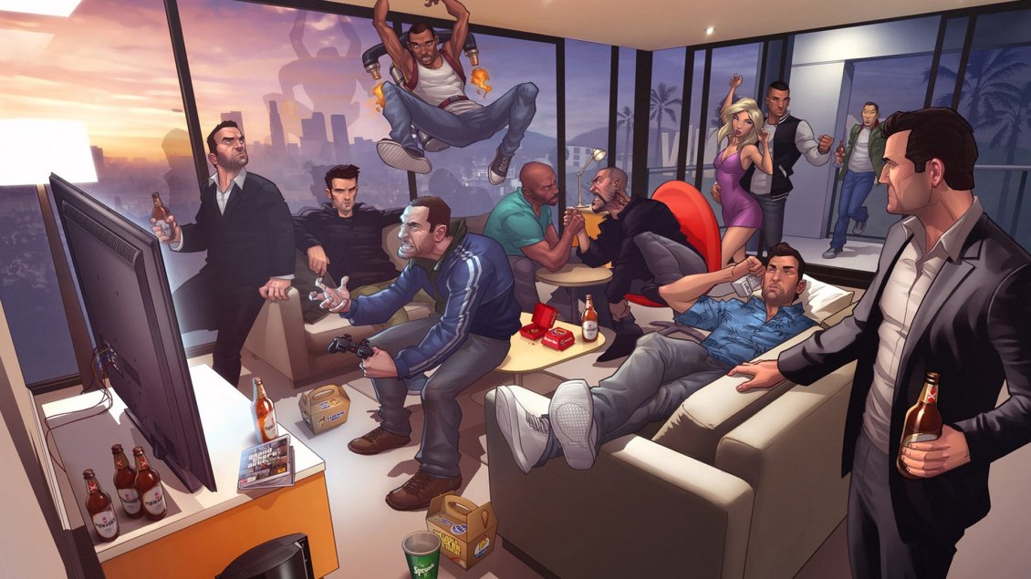 Download Wallpaper Many characters of Grand Theft Auto Game