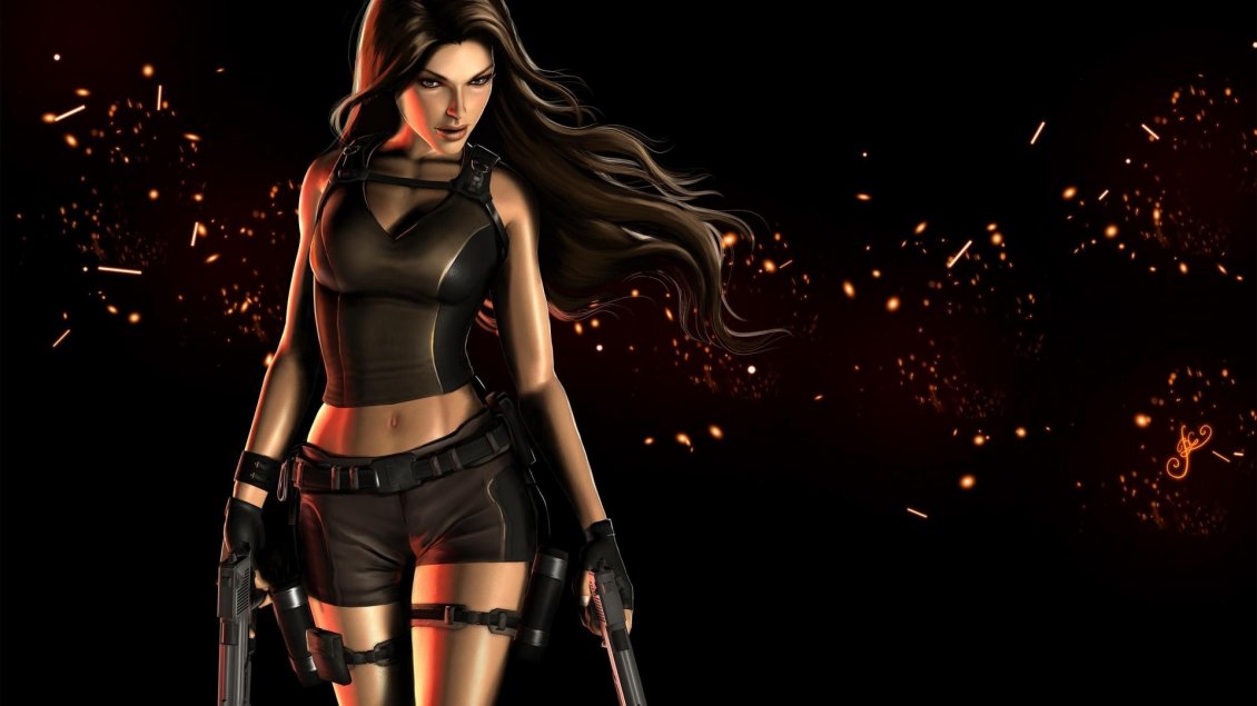 Download Wallpaper Poster with Lara Croft in Tomb Raider Game