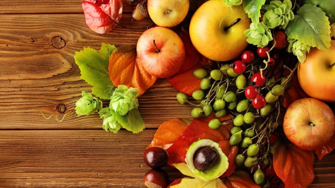 Download Wallpaper Many autumn products - Fruits wallpaper