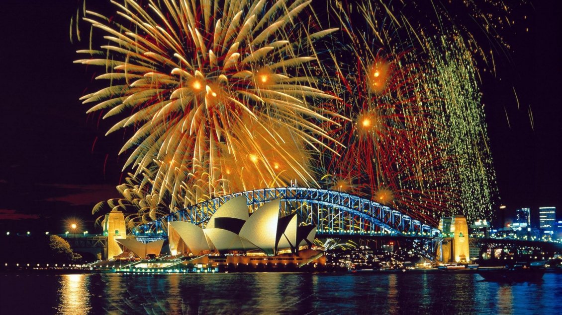 Download Wallpaper Fireworks over the Sydney Opera House