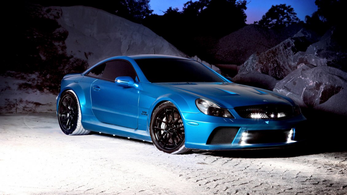 Download Wallpaper Turquoise Mercedes Benz SL65 AMG