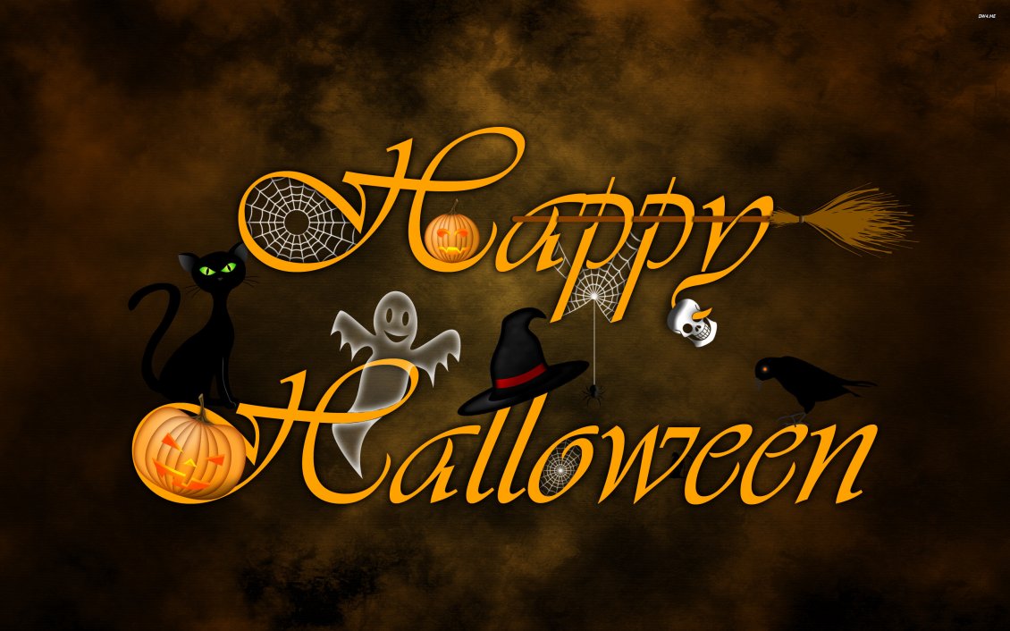 Download Wallpaper Trick or Treat - witch and pumpkins happy halloween night