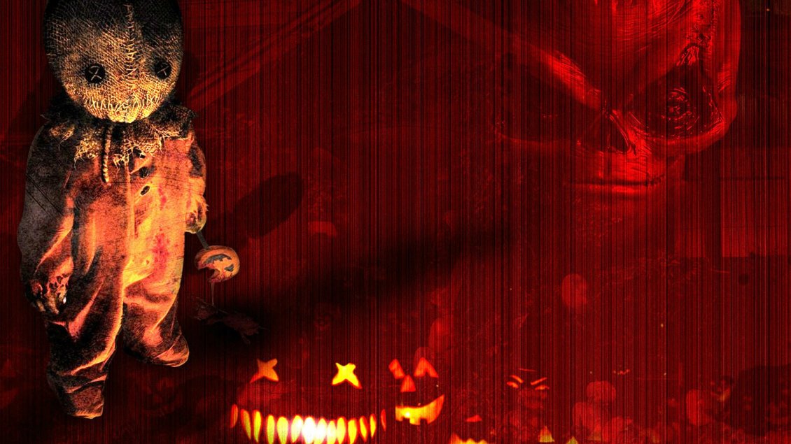 Download Wallpaper Ghost and pumpkins - Halloween night