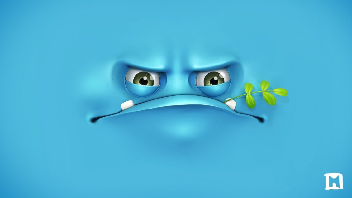 Download Wallpaper Funny blue monster - 3D Wallpaper
