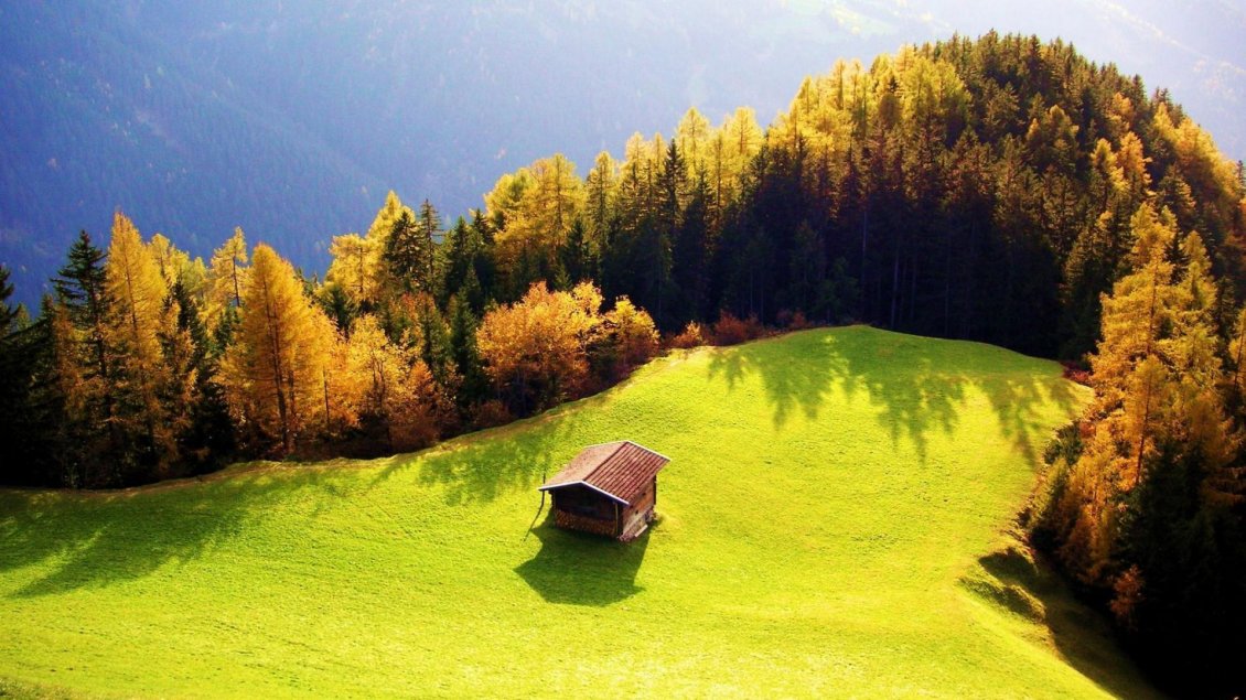 Download Wallpaper Small cottage in the middle of the nature - HD Landscape