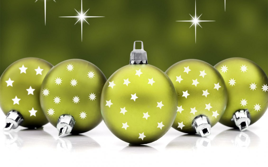 Download Wallpaper Green Christmas balls full with stars - Happy winter holiday