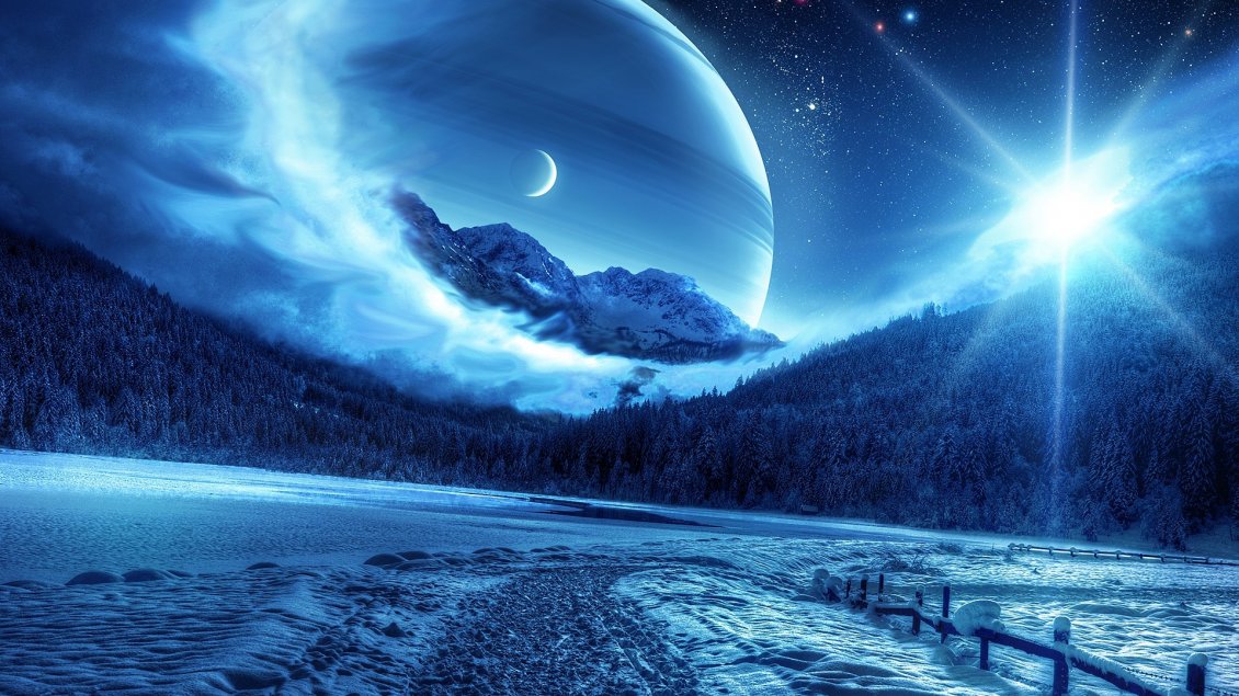 Download Wallpaper Blue winter night - cold time