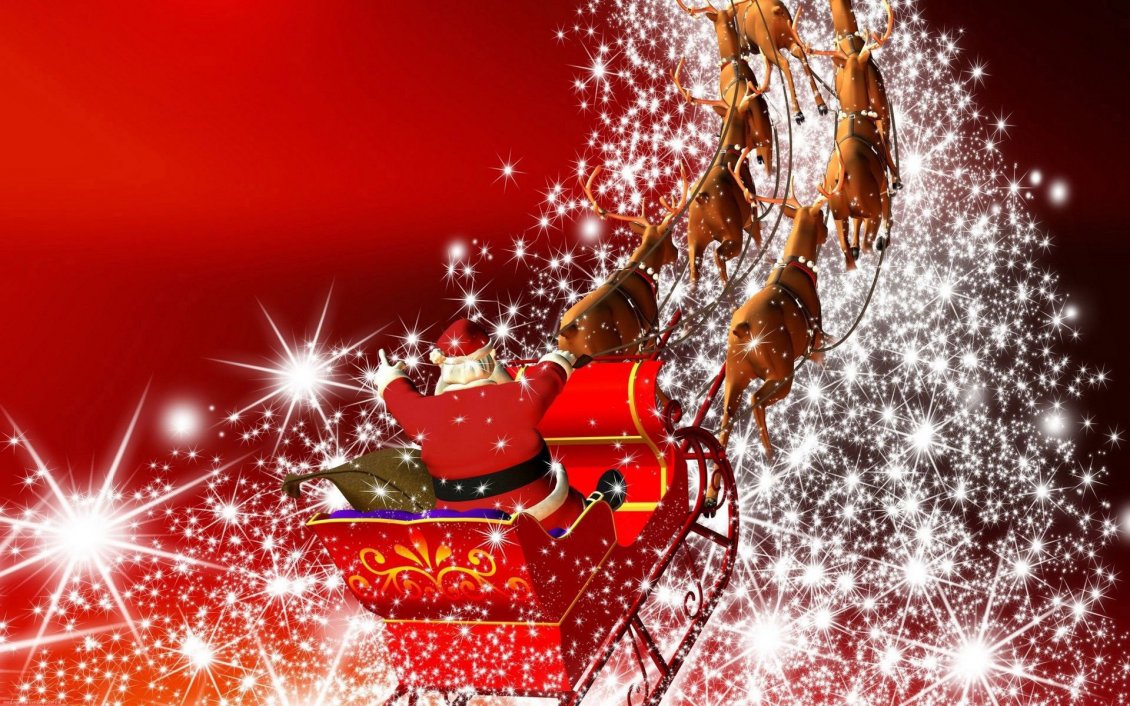 Download Wallpaper Santa's magic carriage - Christmas night