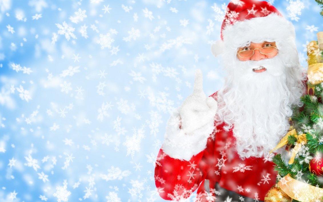 Download Wallpaper Santa Claus - background full with snowflakes