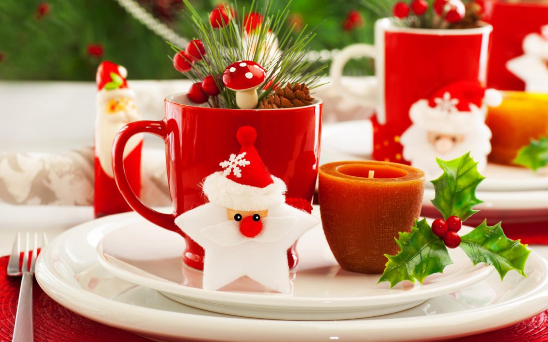 Download Wallpaper Red Christmas breakfast - Happy Christmas day