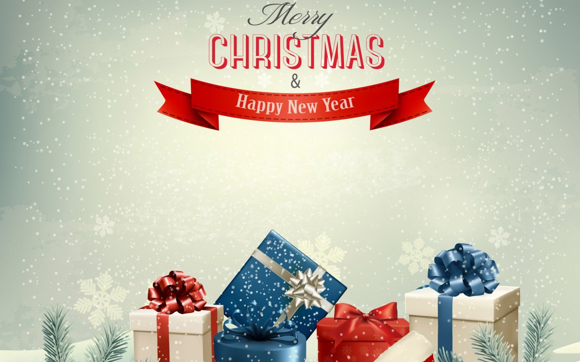 Download Wallpaper Merry Christmas and a Happy New Year - presents for all