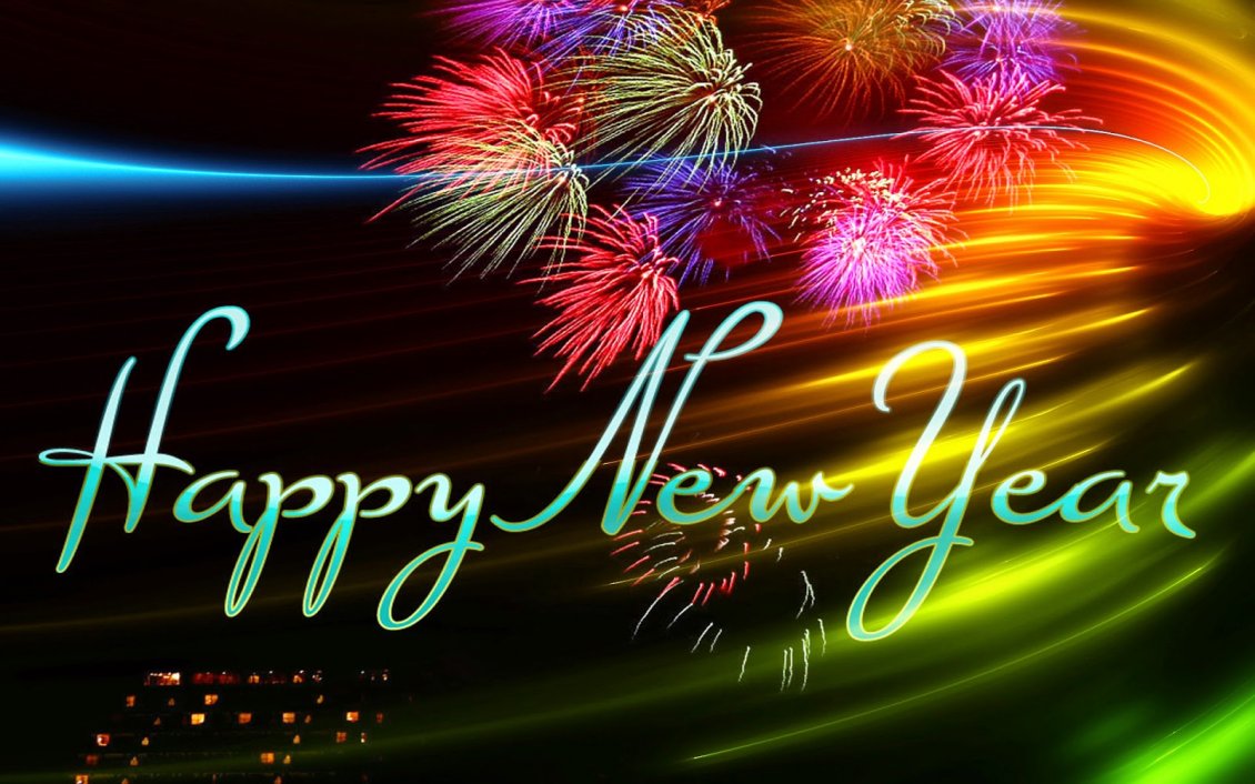 Download Wallpaper Colourful fireworks - Happy New Year 2016