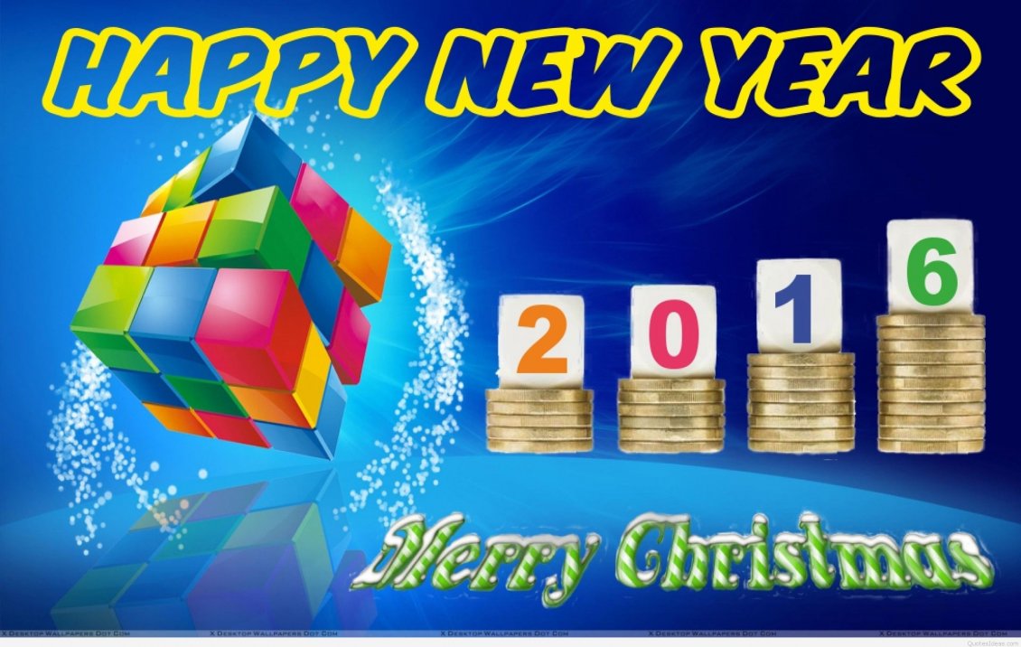 Download Wallpaper Colourful rubik cube - Happy New Year 2016