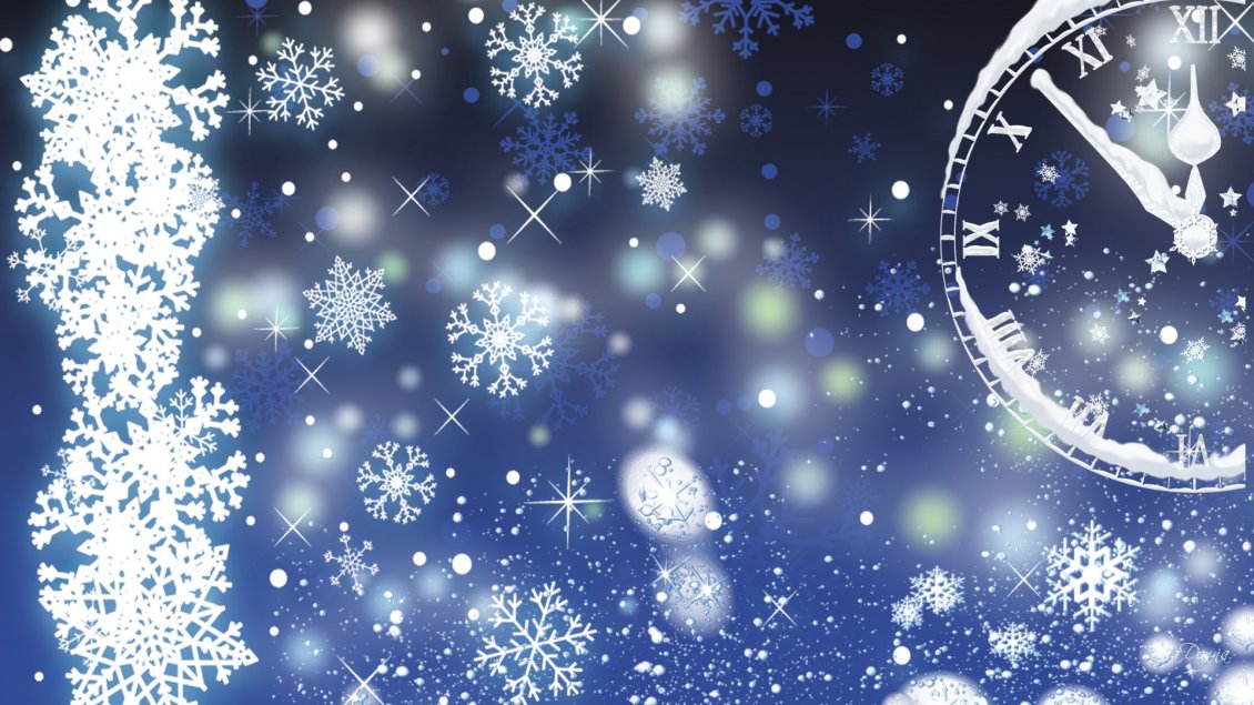 Download Wallpaper Cold night in the winter season - snowflakes on the wall