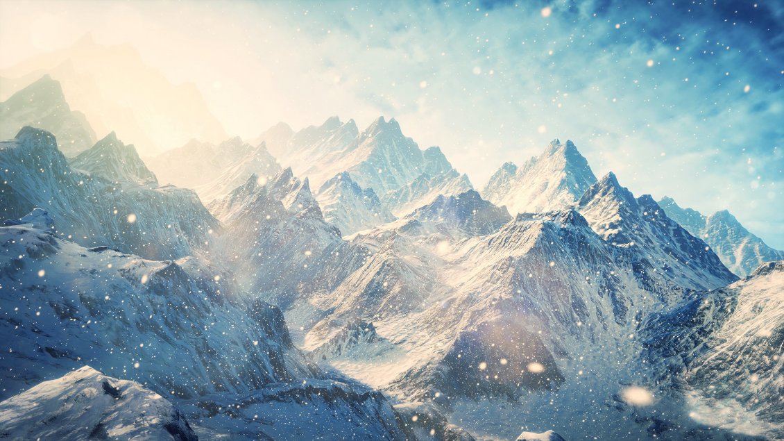 Download Wallpaper Beautiful winter landscape - white mountains
