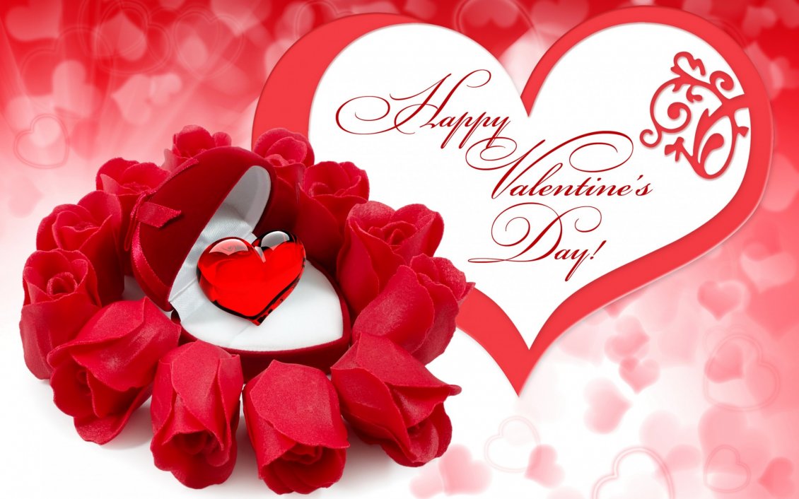 Download Wallpaper Happy Valentine's Day 2016 - red roses and special heart