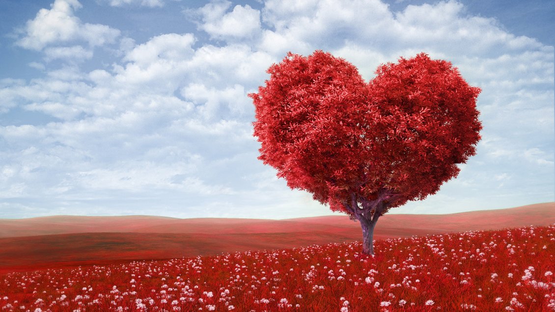 Download Wallpaper Wonderful magic love tree - Happy Valentine's Day