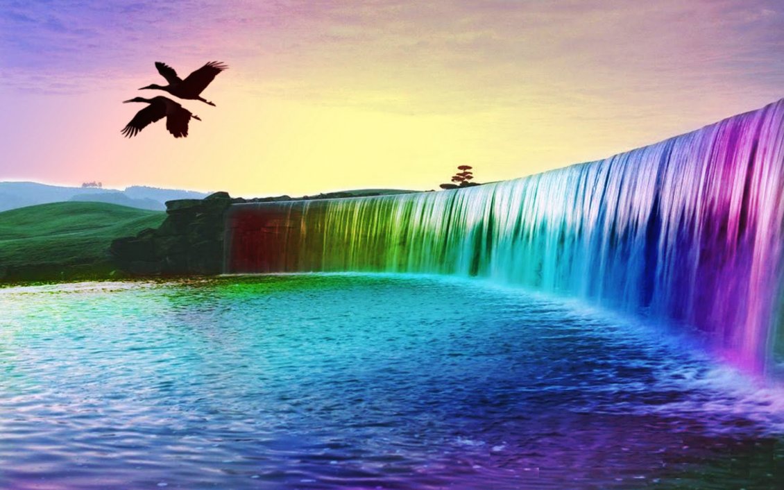 Download Wallpaper Wonderful 3D colourful waterfall - HD wallpaper
