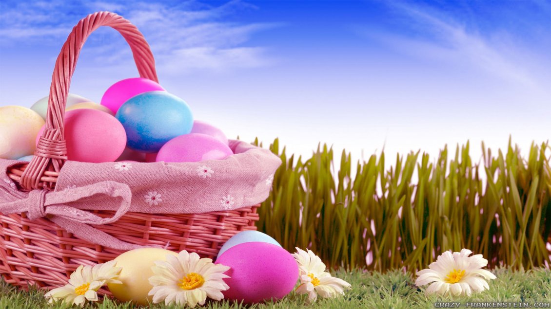 Download Wallpaper Basket full with Easter eggs - HD wallpaper