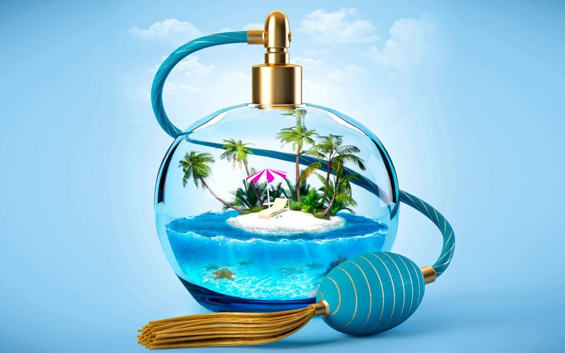 Download Wallpaper Summer time and small island in a bottle - ingenious perfume