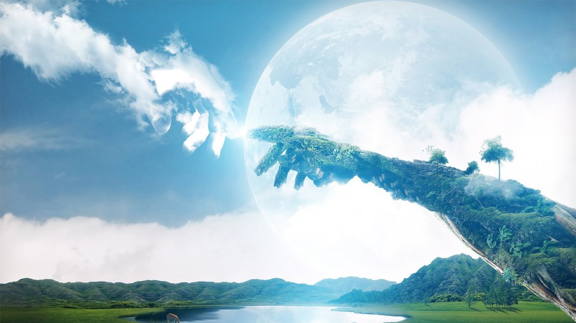 Download Wallpaper The power of Earth and sky  - 3D wonderful wallpaper