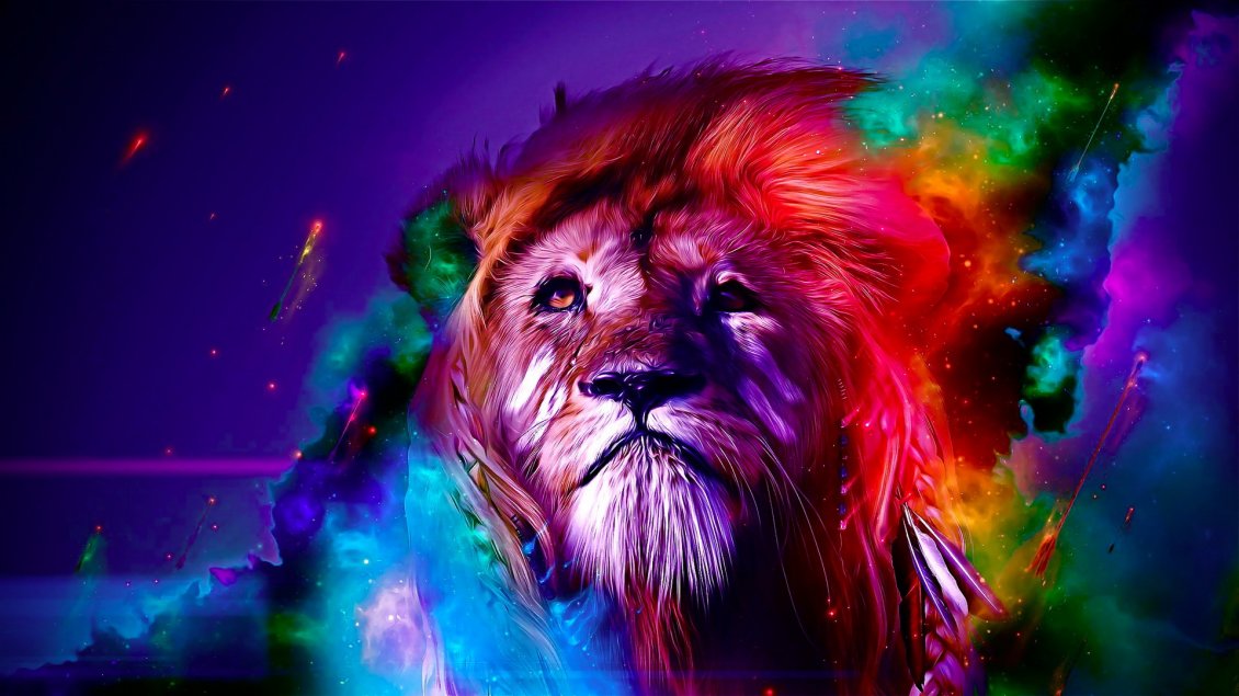 Download Wallpaper Wild animal - colourful leon