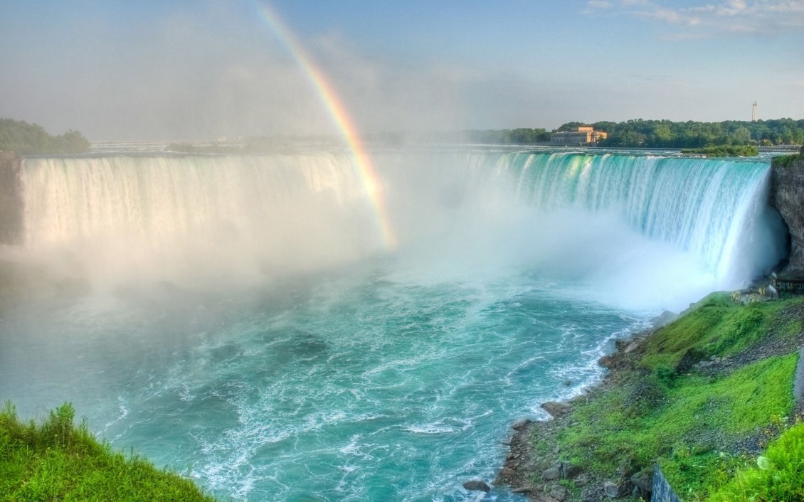 Download Wallpaper Rainbow in the waterfall - beautiful nature wallpaper