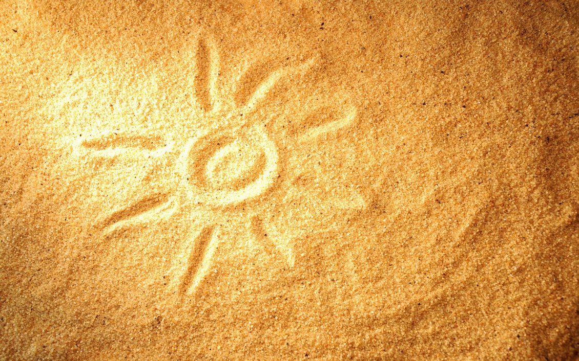Download Wallpaper Sun painted on the golden beach sand