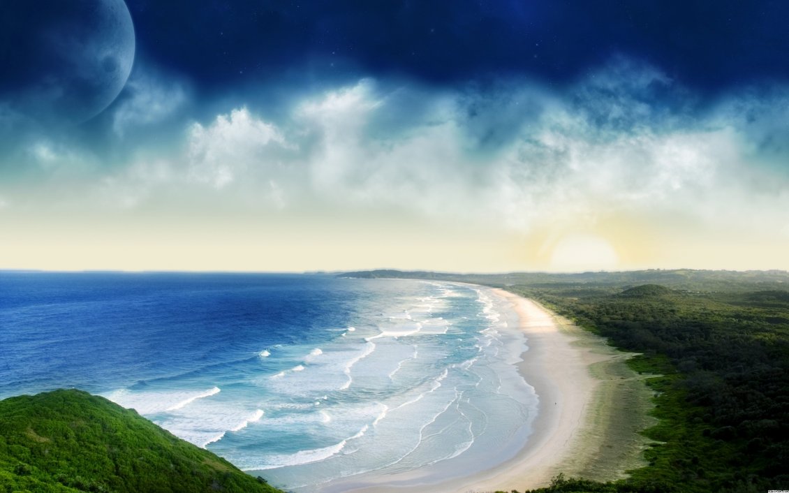 Download Wallpaper Wonderful ocean landscape - blue water