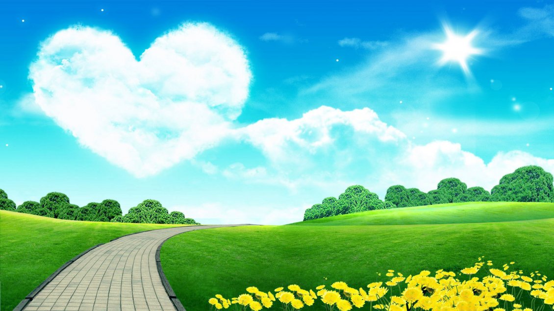 Download Wallpaper Big heart on the sky - love the beautiful nature