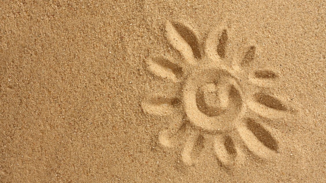 Download Wallpaper Drawing in the golden sand - happy sun