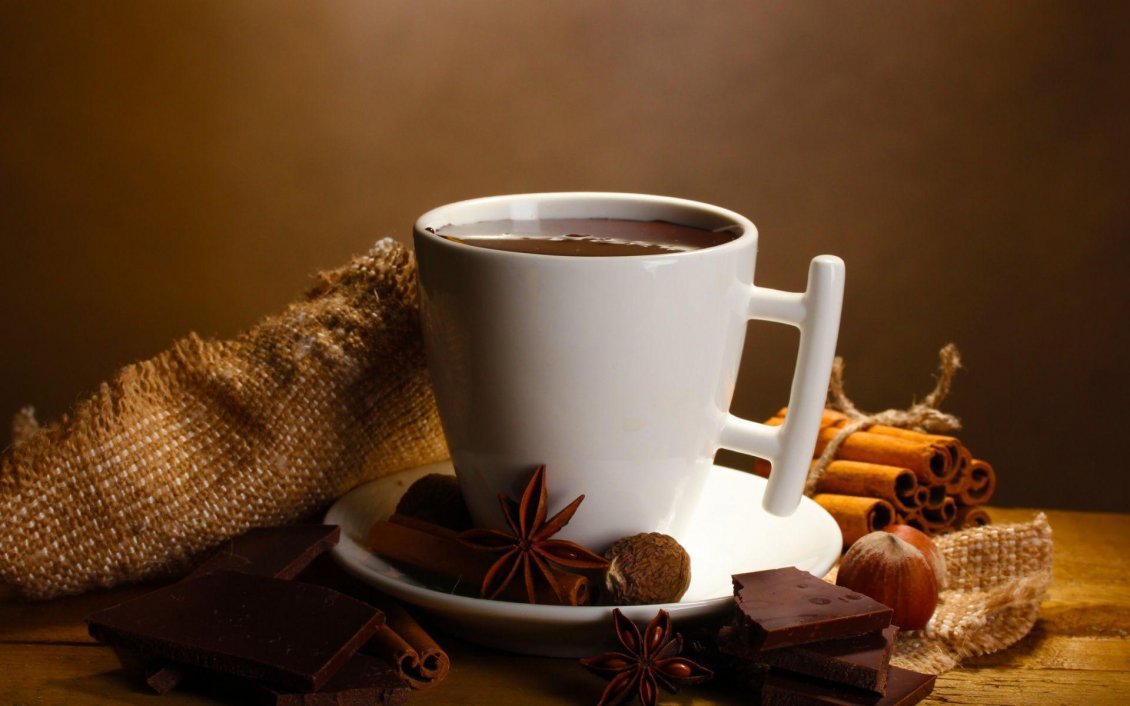 Download Wallpaper Drink a hot chocolate in the morning - HD wallpaper
