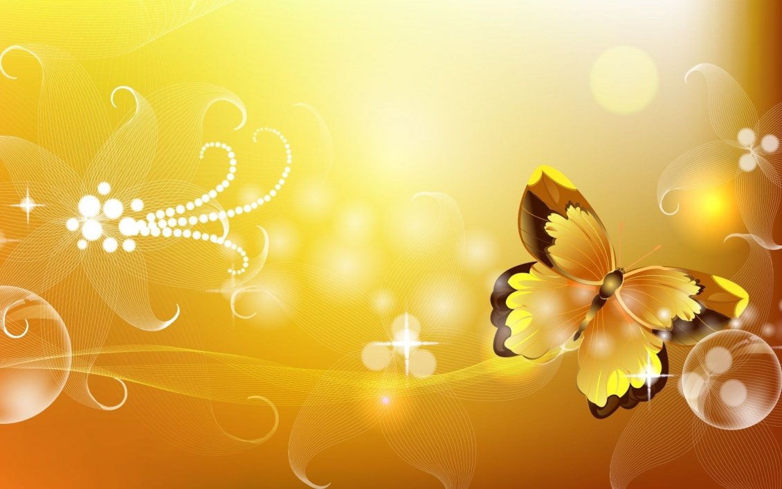 Download Wallpaper Golden vector design - beautiful butterfly