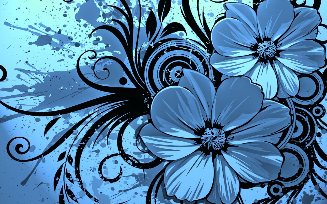 Download Wallpaper Vector wallpaper - blue flowers