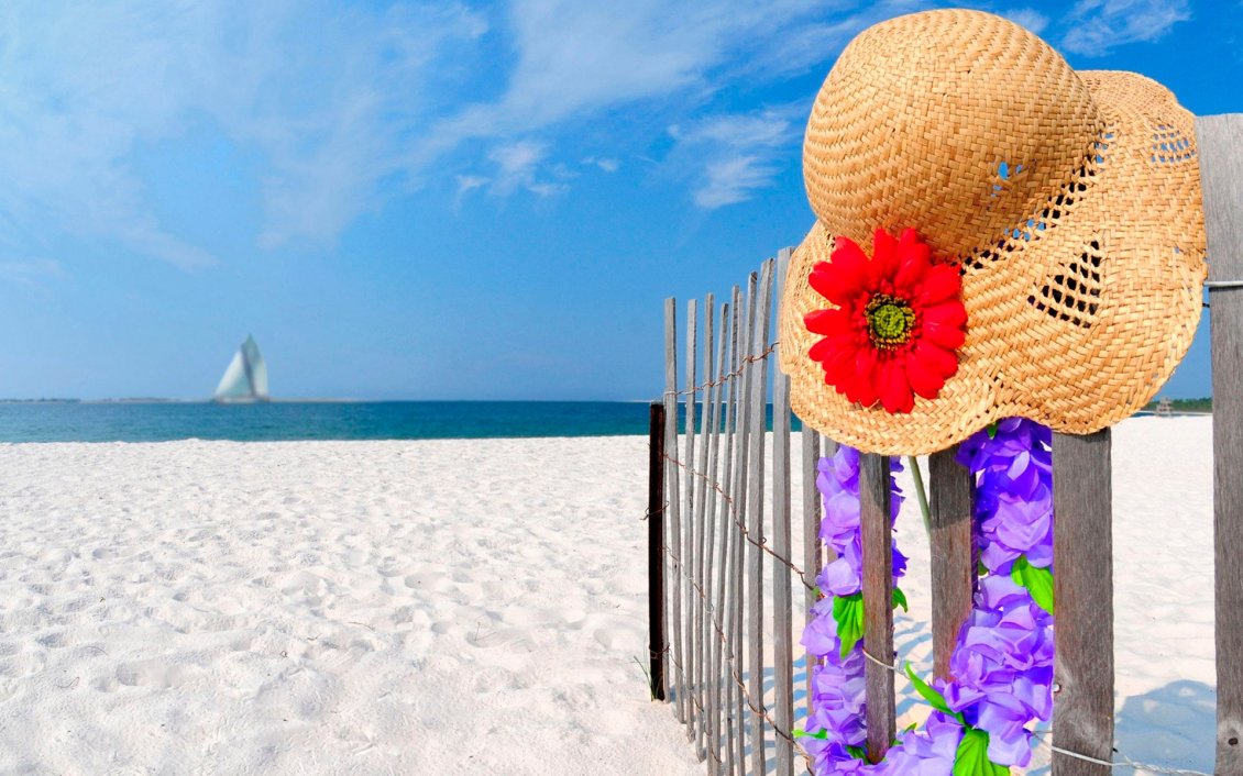 Download Wallpaper Summer hat perfect for seaside - HD wallpaper