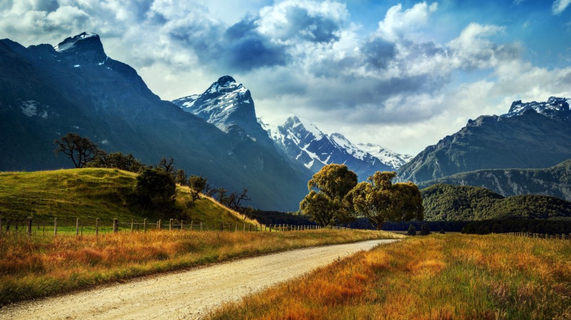 Download Wallpaper Country road through the mountain - Summer holiday
