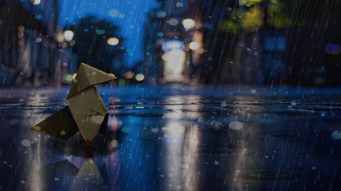 Download Wallpaper Mascot in the rain at night - HD wallpaper