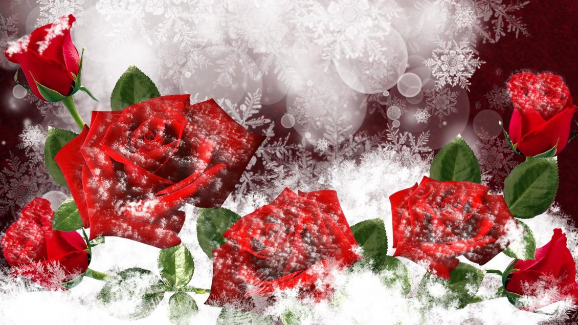 Download Wallpaper Wonderful red frozen roses - HD winter wallpaper