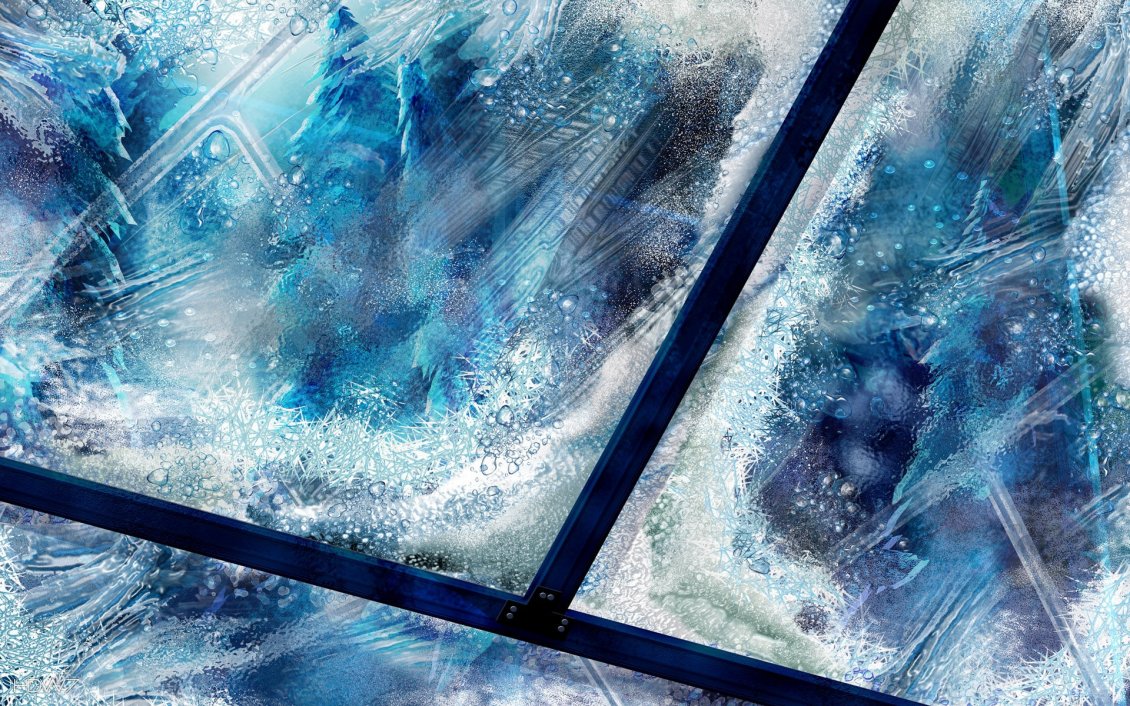 Download Wallpaper Cold winter season - macro frozen window