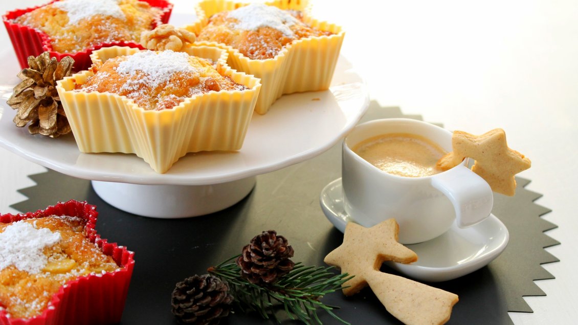 Download Wallpaper Christmas coffee and star cookies - HD wallpaper