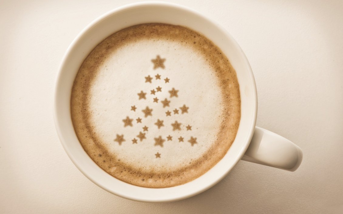 Download Wallpaper Sweet Christmas tree in a cup of coffee - Happy Holiday