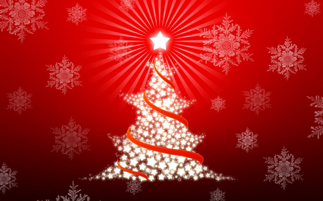 Download Wallpaper Cute red Christmas tree made by stars - Happy Holiday