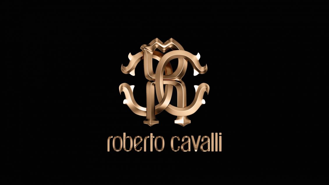 Download Wallpaper Luxury Roberto Cavalli Brand - Gold logo on the wallpaper