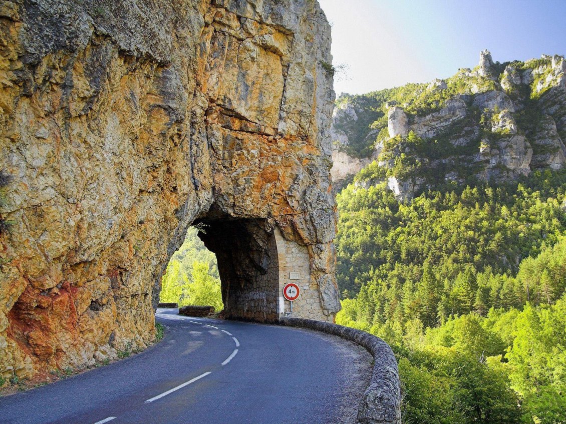 Download Wallpaper Road in a big rock - Wonderful nature landscape