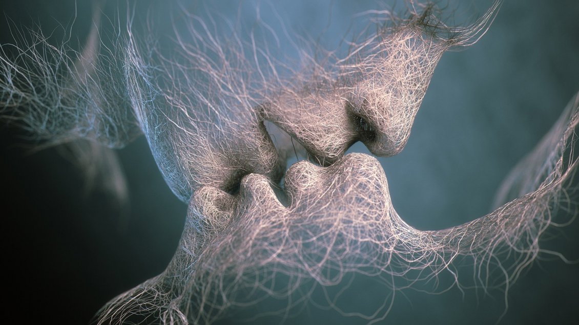 Download Wallpaper Artistic wallpaper - Love kiss between two people