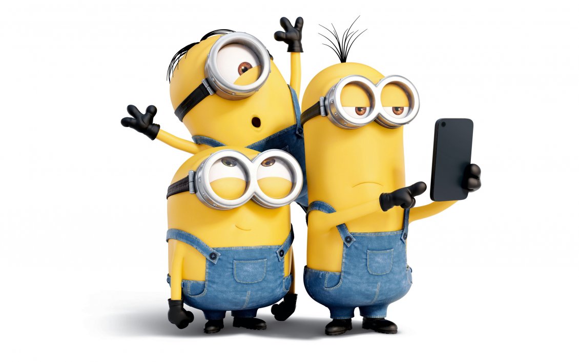 Download Wallpaper Three crazy minions make a selfie - Funny cartoon characters