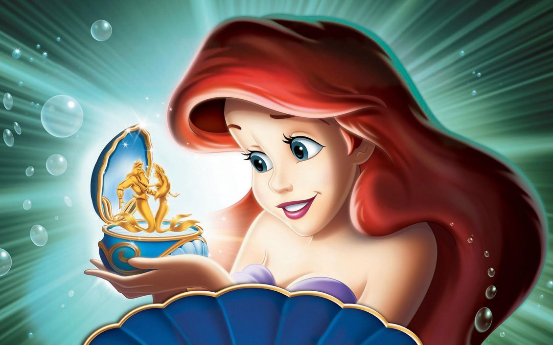 Download Wallpaper Ariel from Cartoons and her Pearl - Wonderful Mermaid