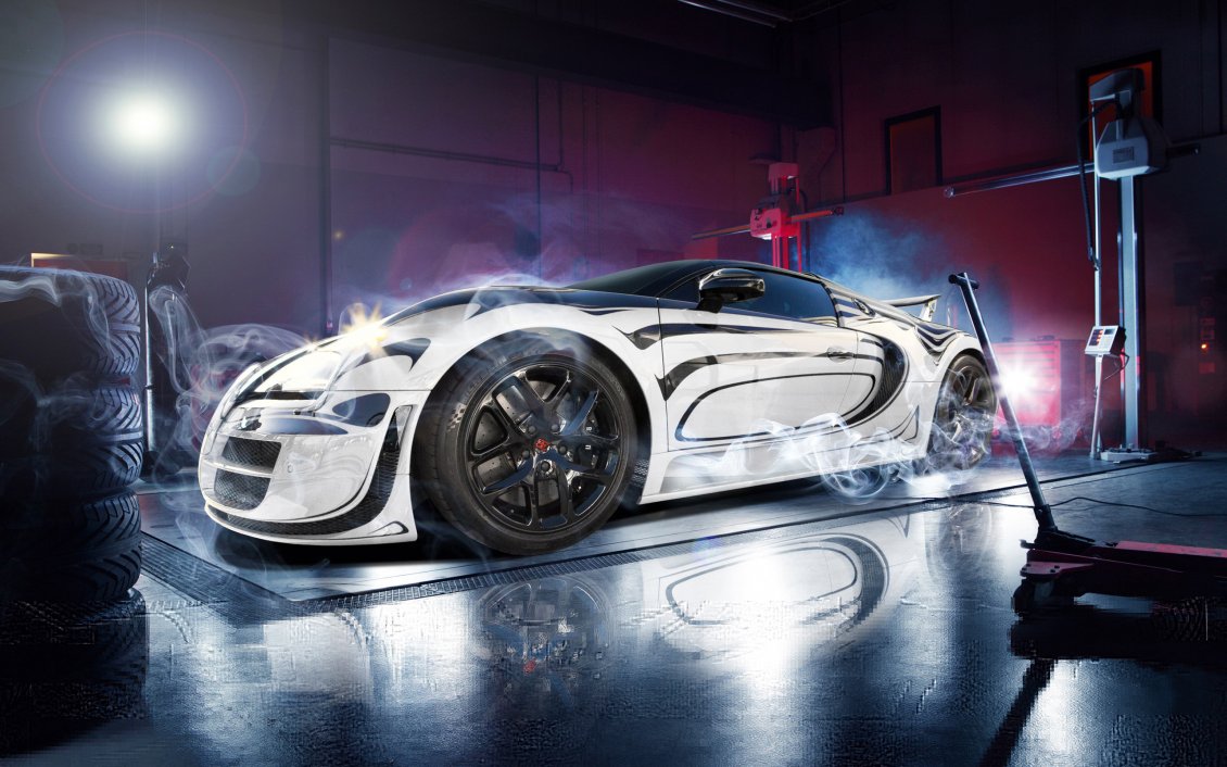 Download Wallpaper Shiny silver car - Top Bugatti-Veyron super automobile