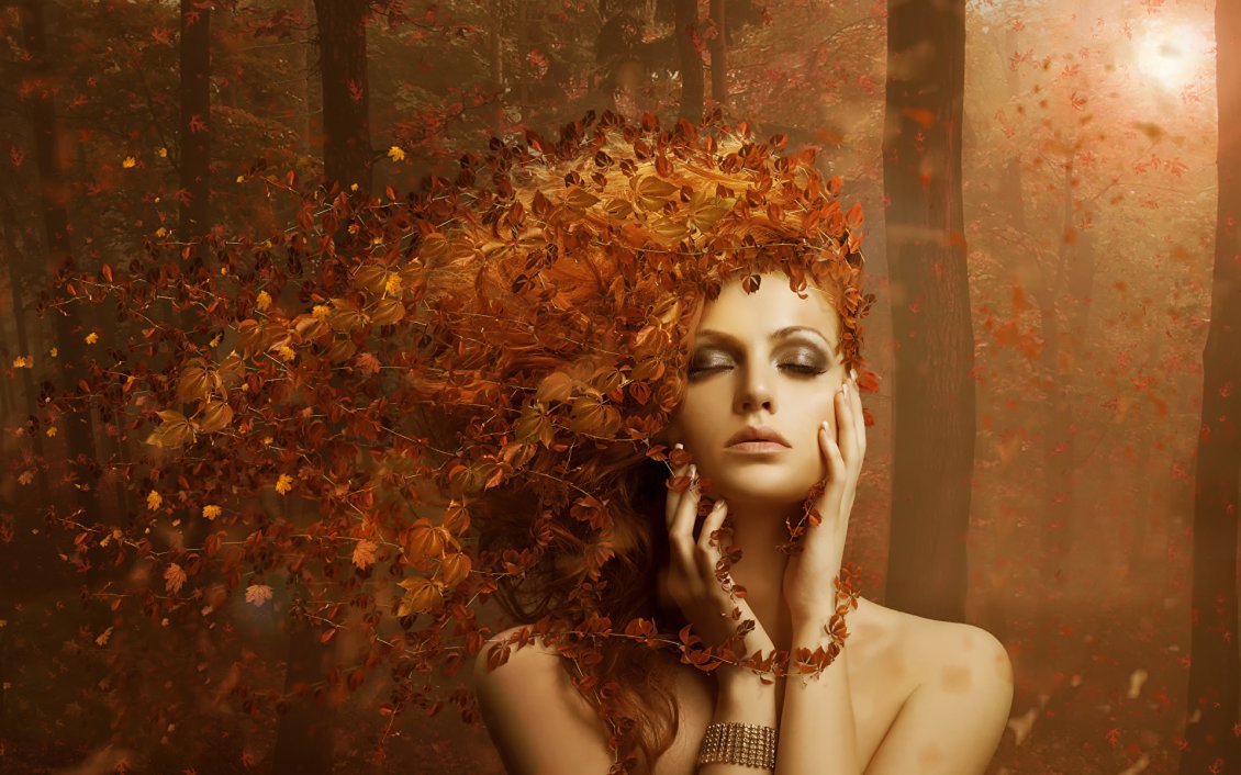 Download Wallpaper Autumn artistic wallpaper - Wonderful makeup and hair