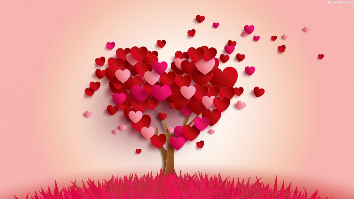 Download Wallpaper The tree of pure love made from hearts - Valentines Day